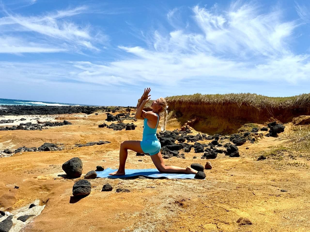 Yoga master on volcano